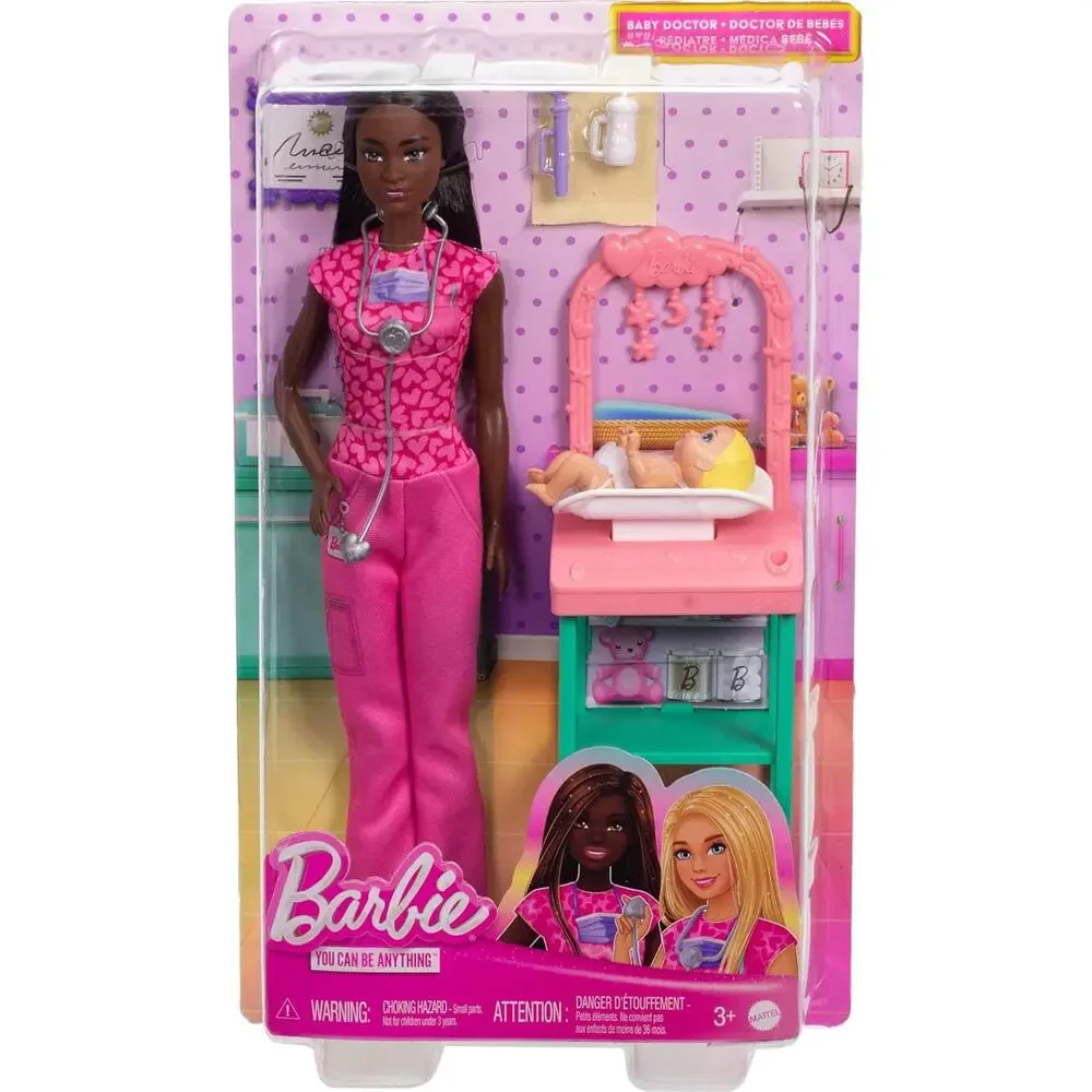 Barbie Baby Doctor Doll with Brunette Fashion Doll 1 Baby Doll Furniture NWT